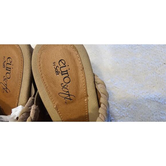 Eürosoft by Söfft Sandy Suede Leather‎ Stitched Heeled Mules Women Size 8M Beige - Picture 3 of 7